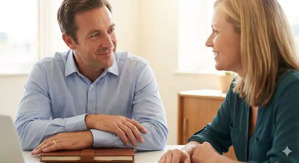 結婚指輪が安心感や信頼感につながる商談イメージ