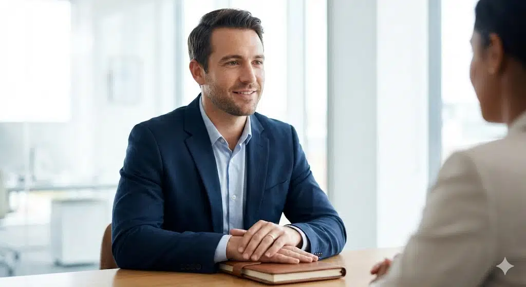 相手の印象を意識しながら自分に合う選択をする営業マンのイメージ